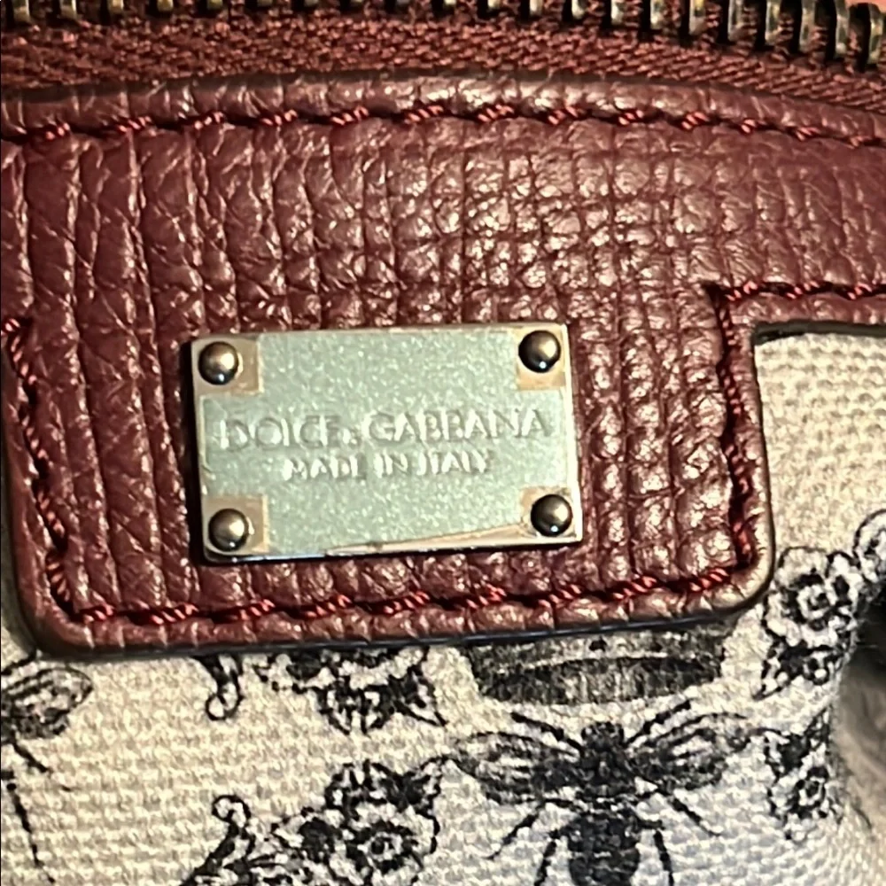 Dolce & Gabbana Mediterraneo Bordeaux Brick Red Laptop Bag Structured Design EUC